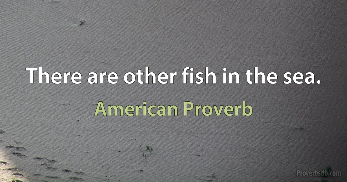 There are other fish in the sea. (American Proverb)