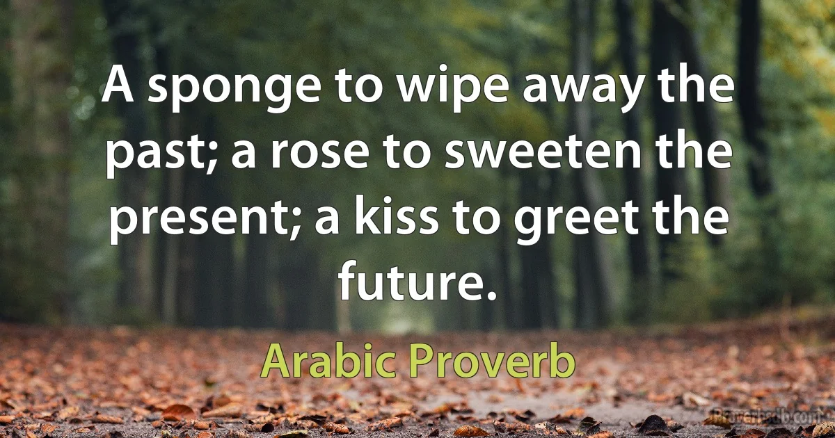 A sponge to wipe away the past; a rose to sweeten the present; a kiss to greet the future. (Arabic Proverb)