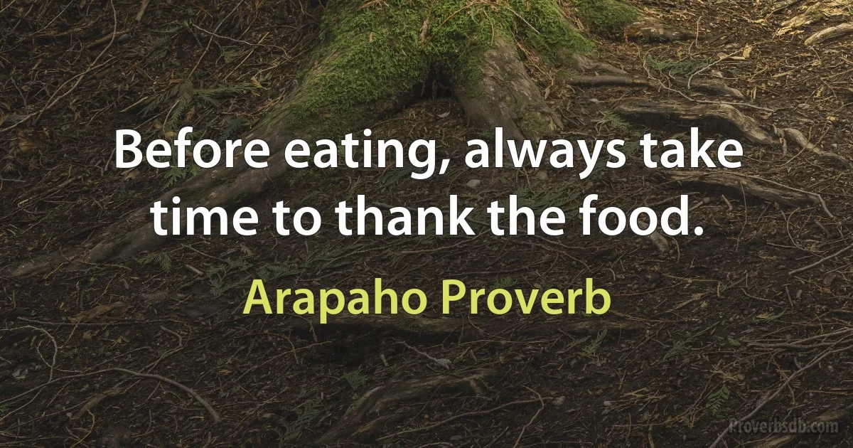 Before eating, always take time to thank the food. (Arapaho Proverb)