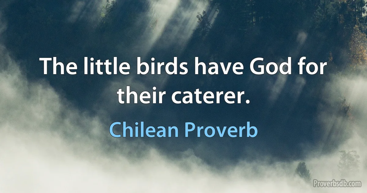 The little birds have God for their caterer. (Chilean Proverb)