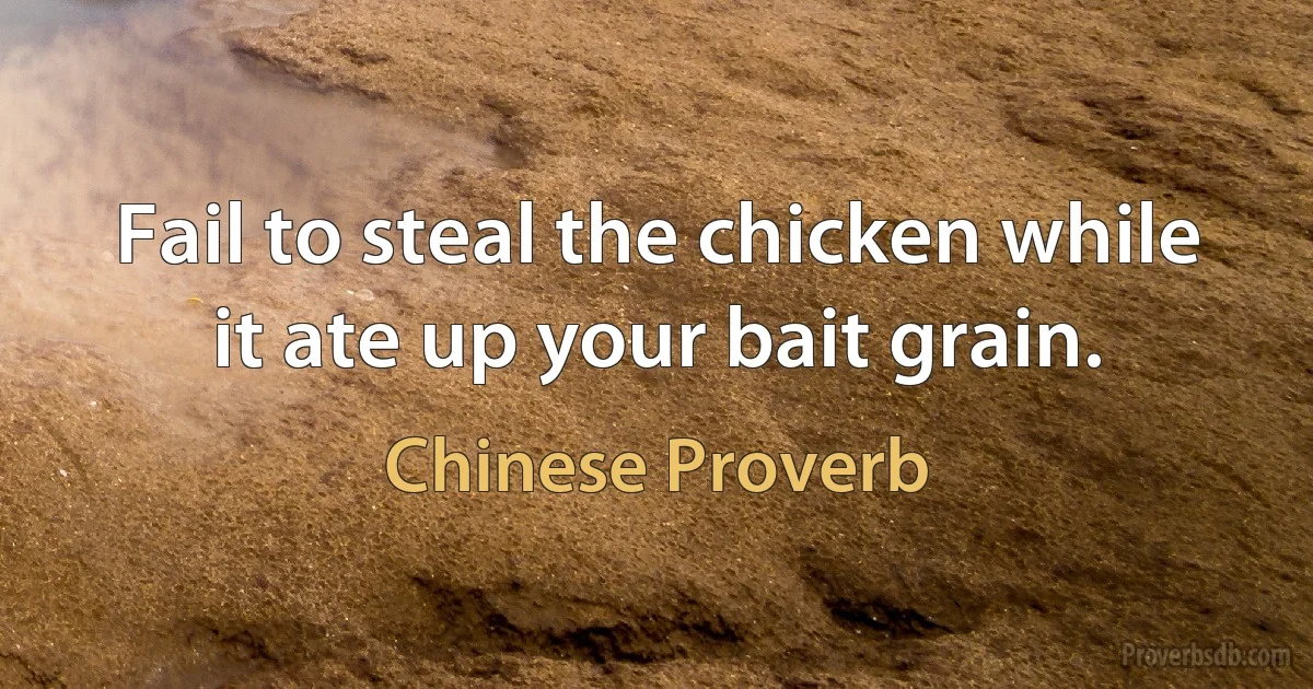 Fail to steal the chicken while it ate up your bait grain. (Chinese Proverb)