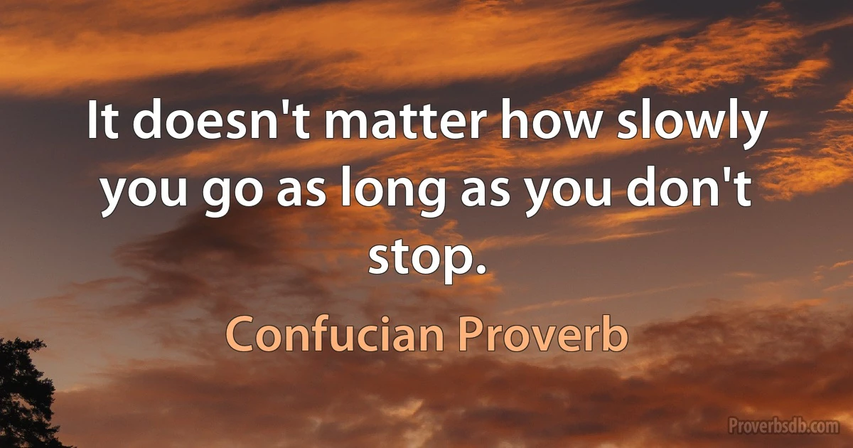 It doesn't matter how slowly you go as long as you don't stop. (Confucian Proverb)