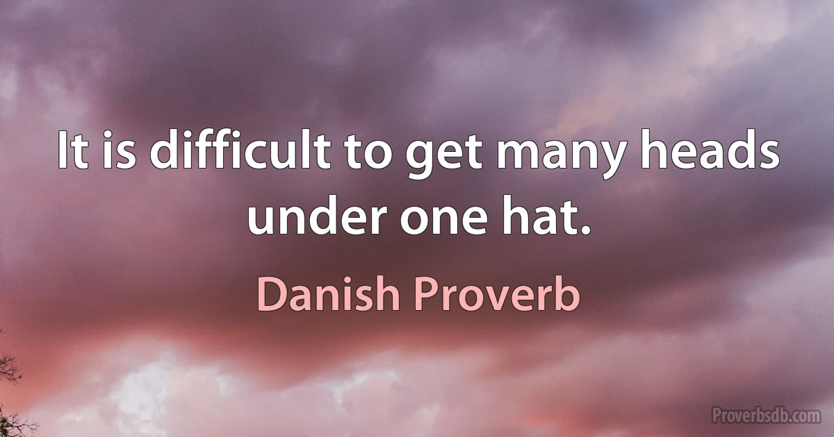 It is difficult to get many heads under one hat. (Danish Proverb)