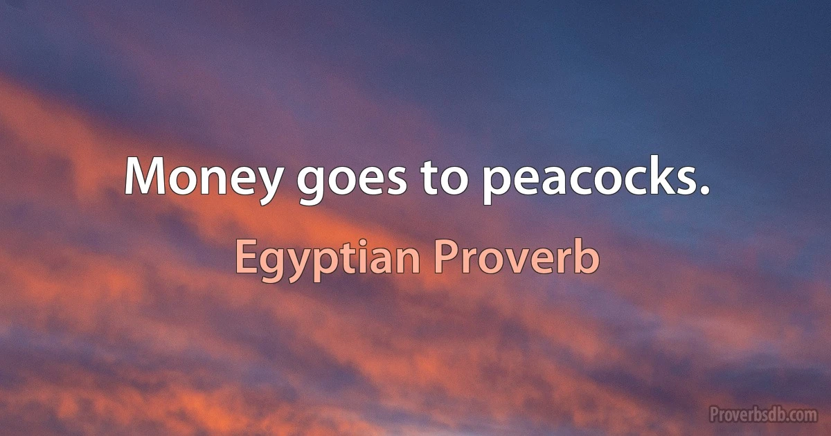 Money goes to peacocks. (Egyptian Proverb)