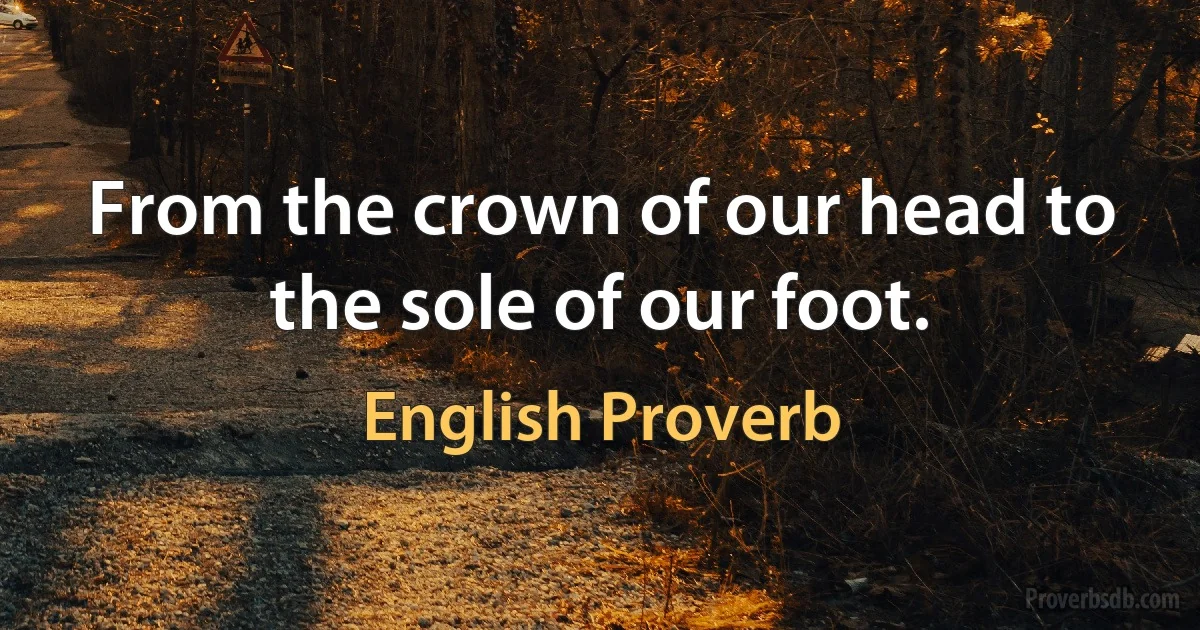 From the crown of our head to the sole of our foot. (English Proverb)