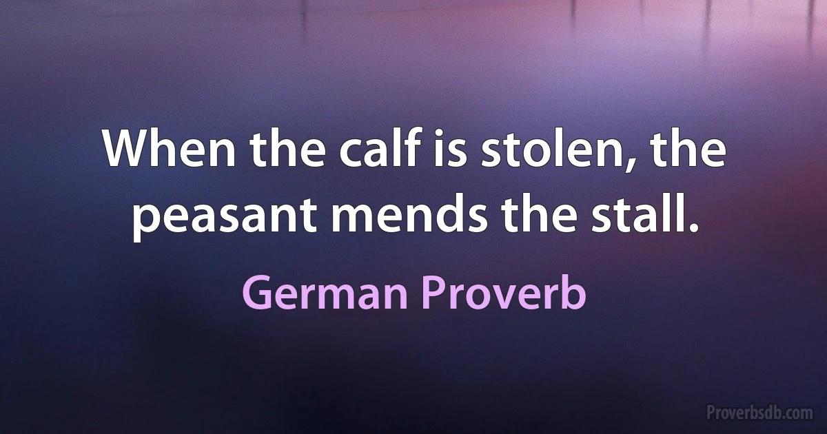 When the calf is stolen, the peasant mends the stall. (German Proverb)