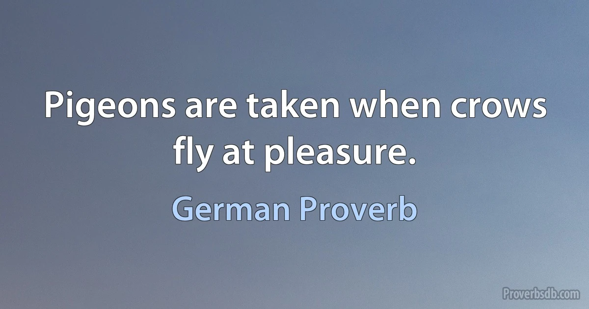 Pigeons are taken when crows fly at pleasure. (German Proverb)