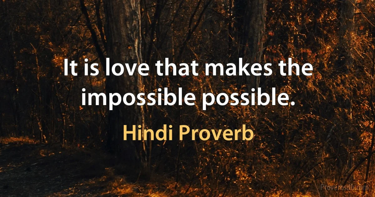 It is love that makes the impossible possible. (Hindi Proverb)