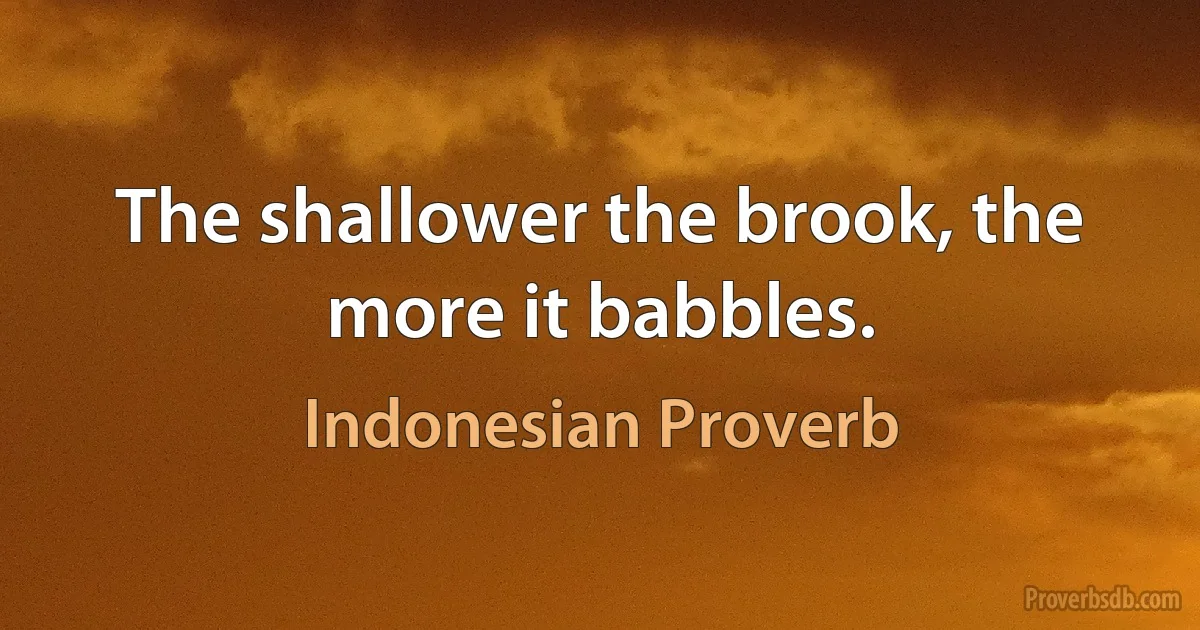 The shallower the brook, the more it babbles. (Indonesian Proverb)