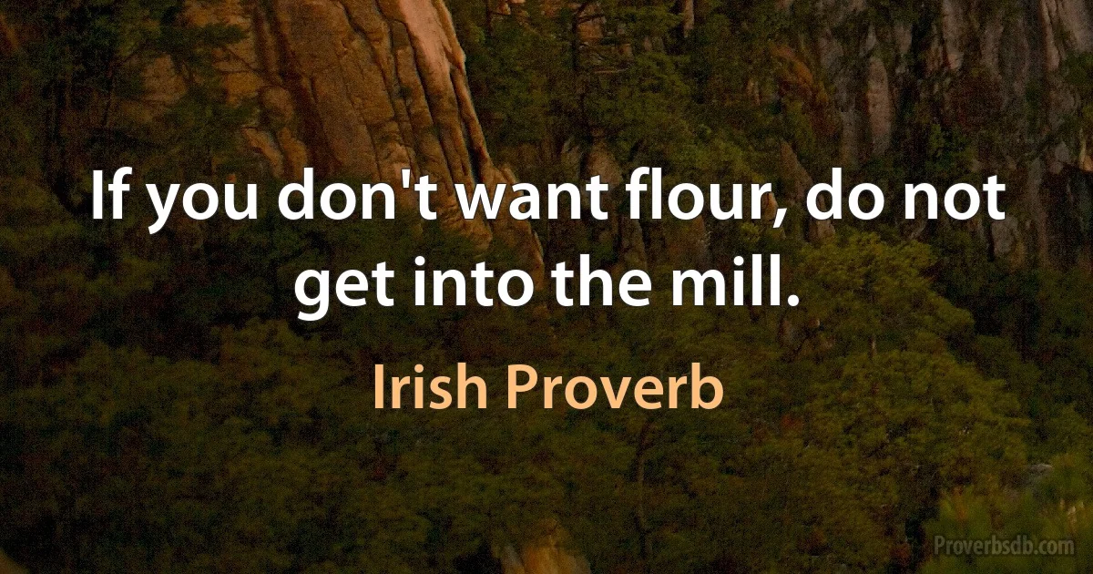 If you don't want flour, do not get into the mill. (Irish Proverb)