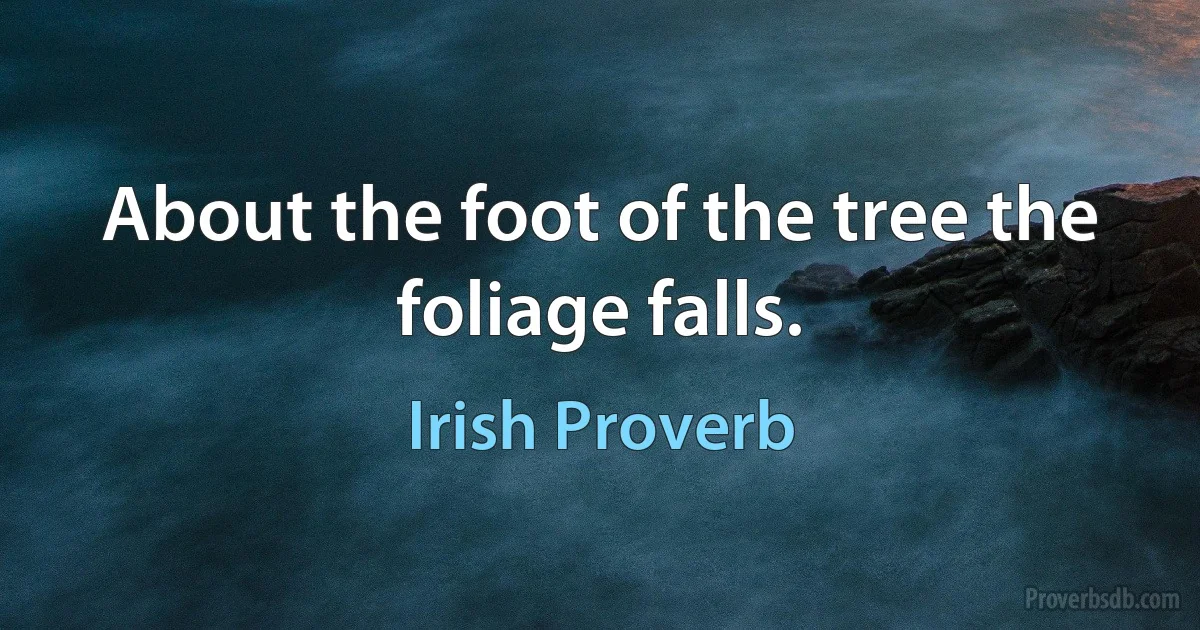 About the foot of the tree the foliage falls. (Irish Proverb)