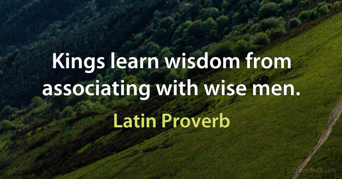 Kings learn wisdom from associating with wise men. (Latin Proverb)