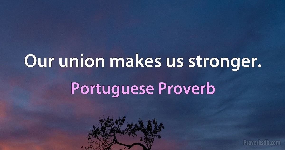 Our union makes us stronger. (Portuguese Proverb)