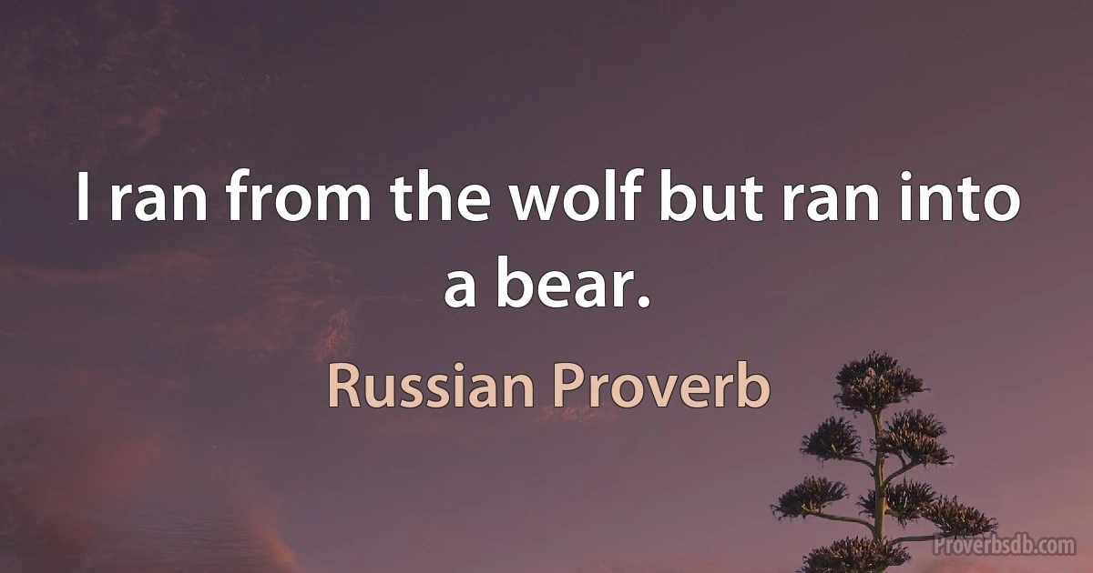 I ran from the wolf but ran into a bear. (Russian Proverb)