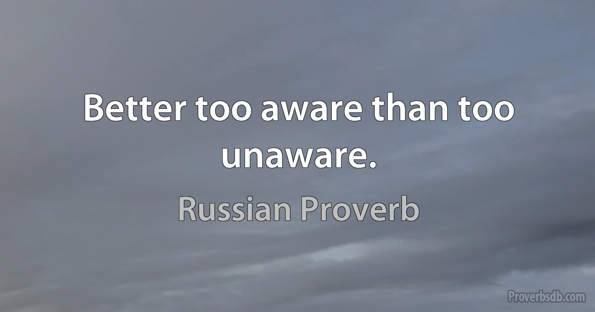 Better too aware than too unaware. (Russian Proverb)