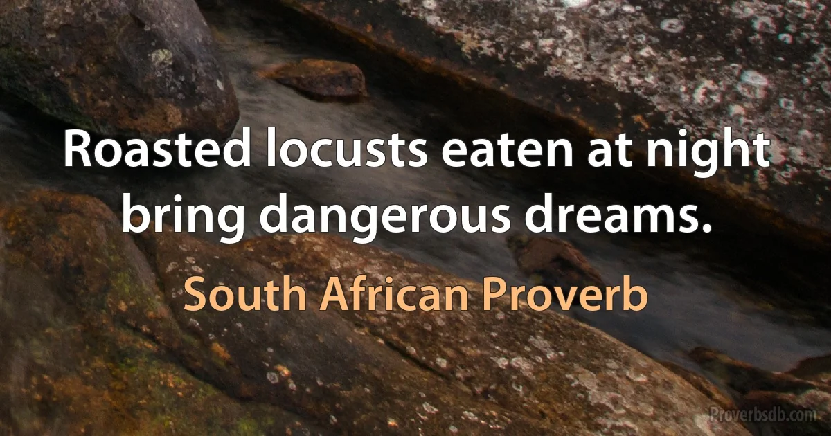 Roasted locusts eaten at night bring dangerous dreams. (South African Proverb)