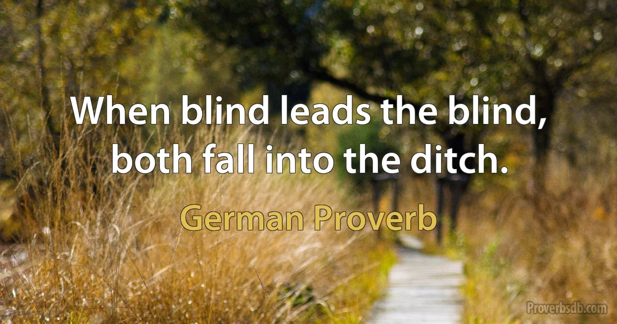 When blind leads the blind, both fall into the ditch. (German Proverb)