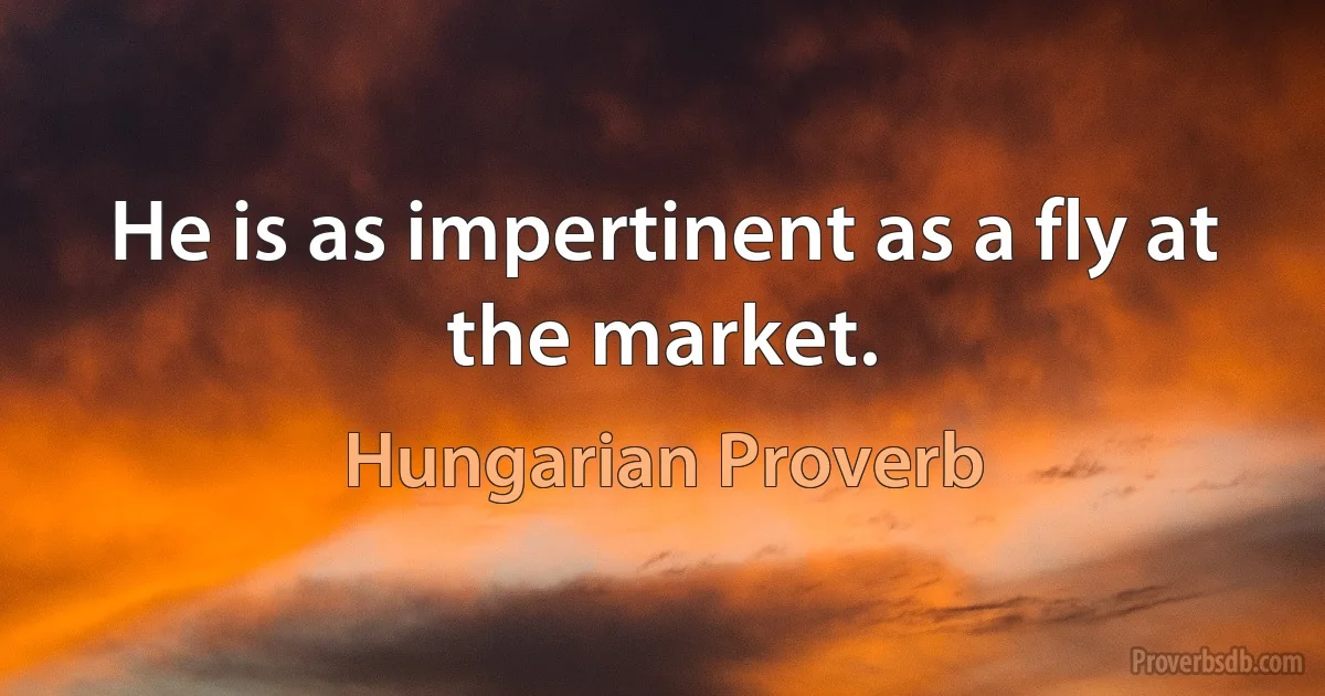 He is as impertinent as a fly at the market. (Hungarian Proverb)