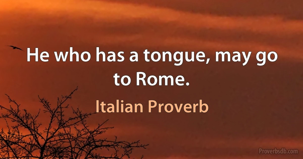 He who has a tongue, may go to Rome. (Italian Proverb)