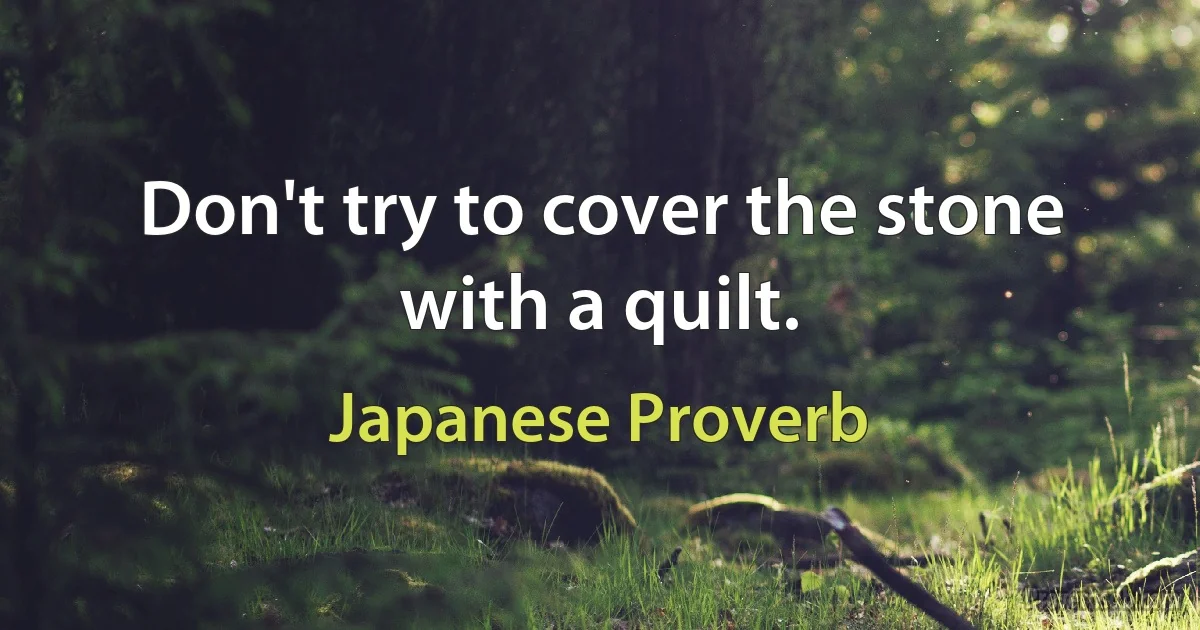 Don't try to cover the stone with a quilt. (Japanese Proverb)