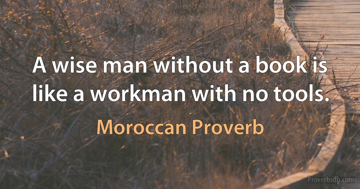 A wise man without a book is like a workman with no tools. (Moroccan Proverb)