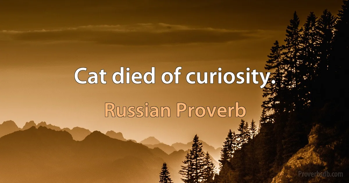 Cat died of curiosity. (Russian Proverb)