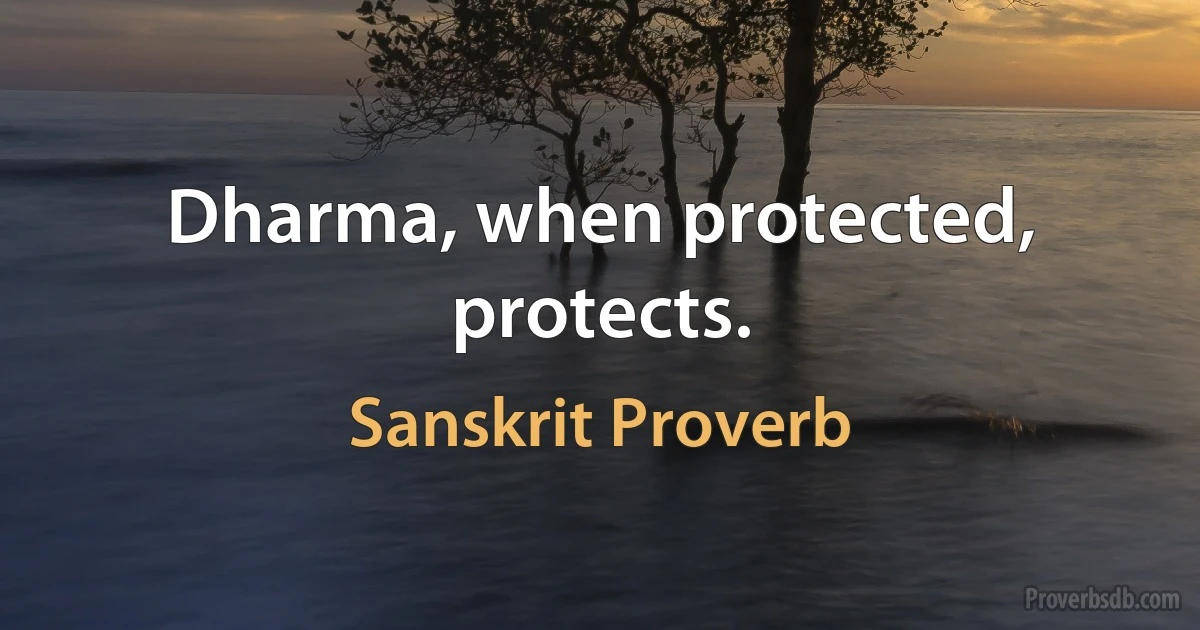 Dharma, when protected, protects. (Sanskrit Proverb)