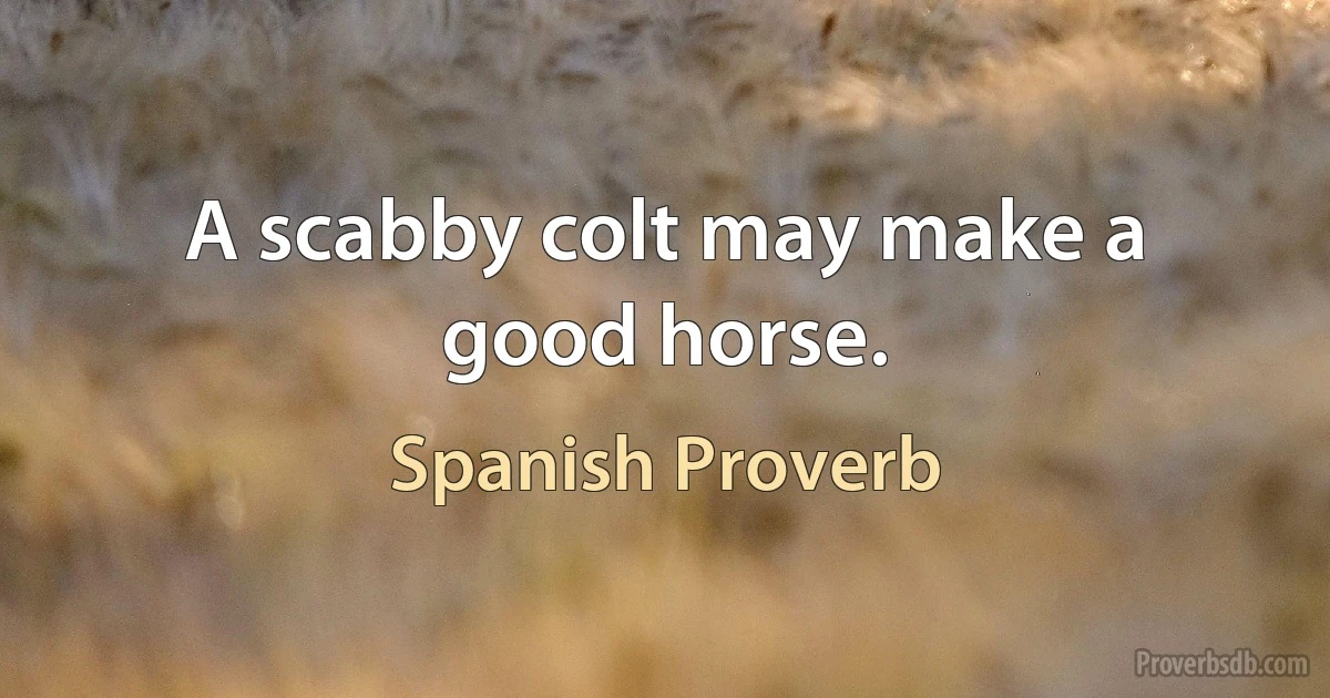 A scabby colt may make a good horse. (Spanish Proverb)