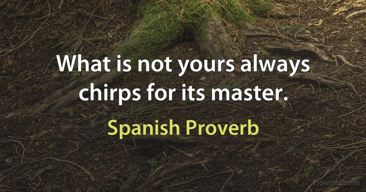 What is not yours always chirps for its master. (Spanish Proverb)