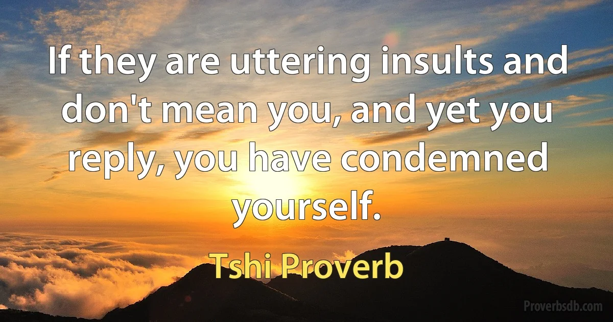 If they are uttering insults and don't mean you, and yet you reply, you have condemned yourself. (Tshi Proverb)