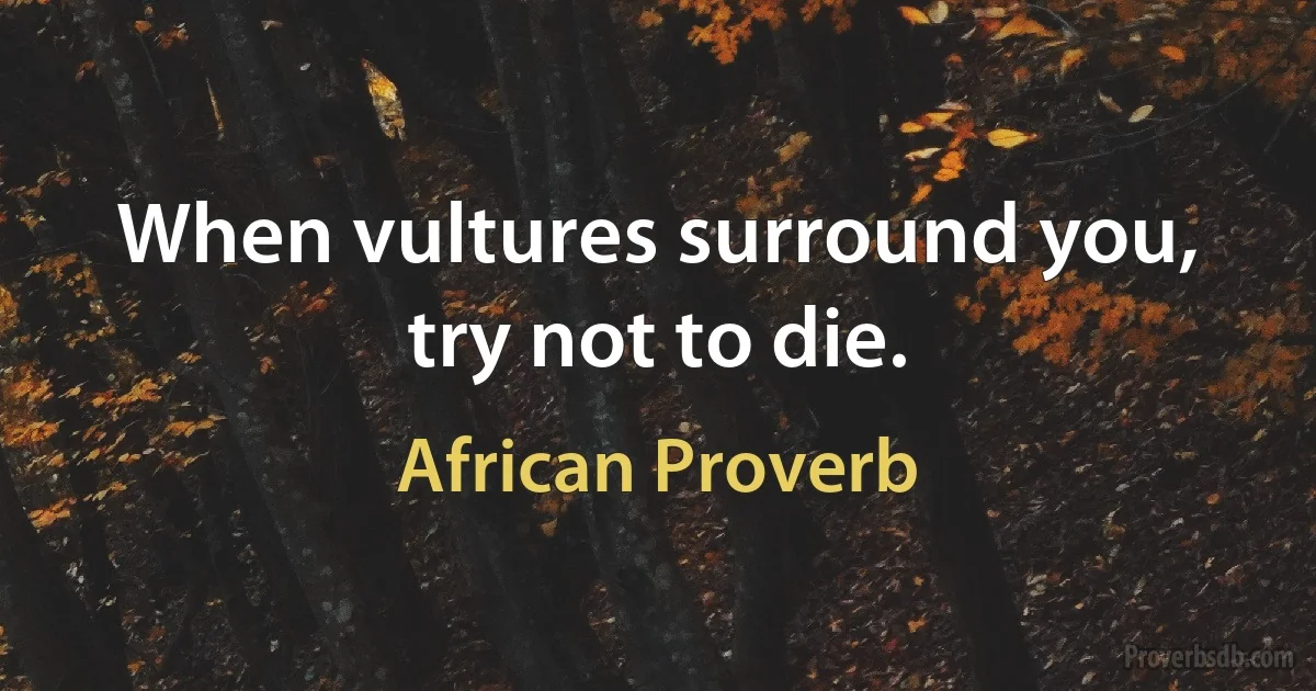 When vultures surround you, try not to die. (African Proverb)