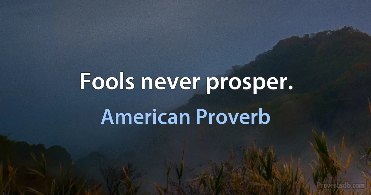 Fools never prosper. (American Proverb)