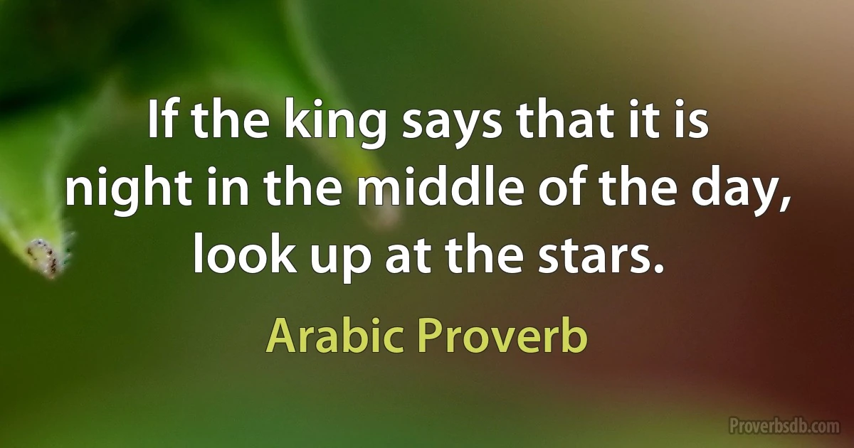 If the king says that it is night in the middle of the day, look up at the stars. (Arabic Proverb)