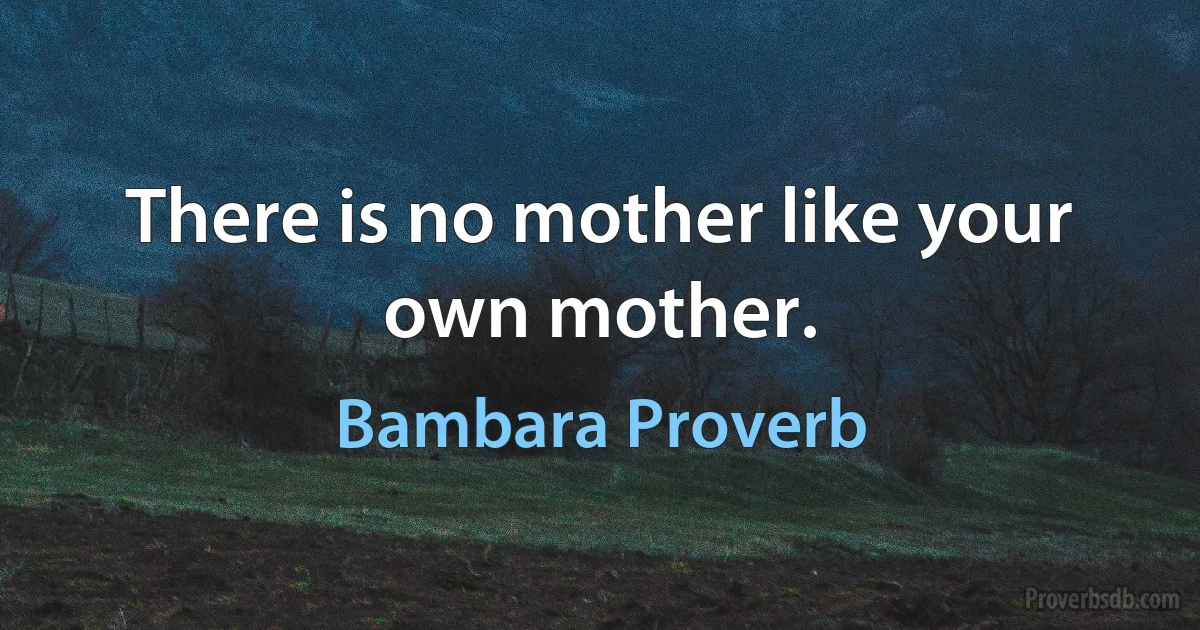 There is no mother like your own mother. (Bambara Proverb)