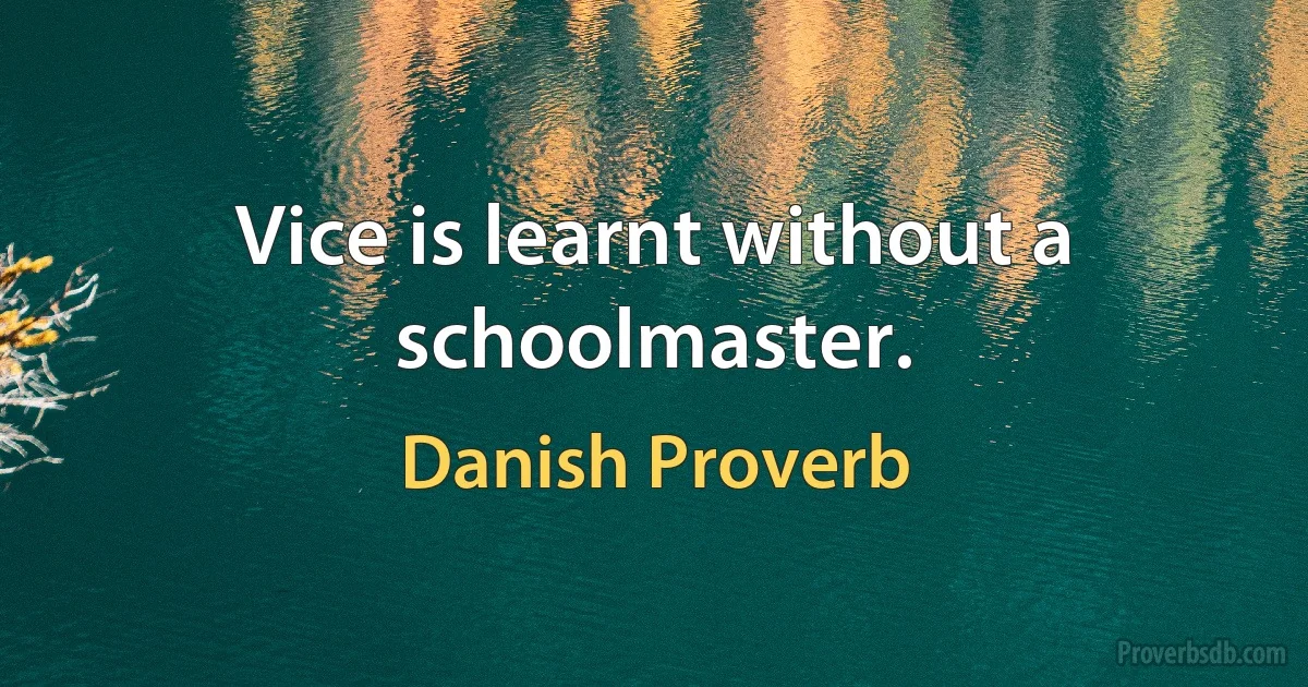 Vice is learnt without a schoolmaster. (Danish Proverb)