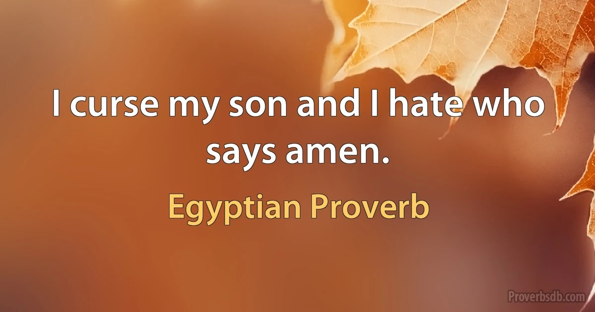 I curse my son and I hate who says amen. (Egyptian Proverb)