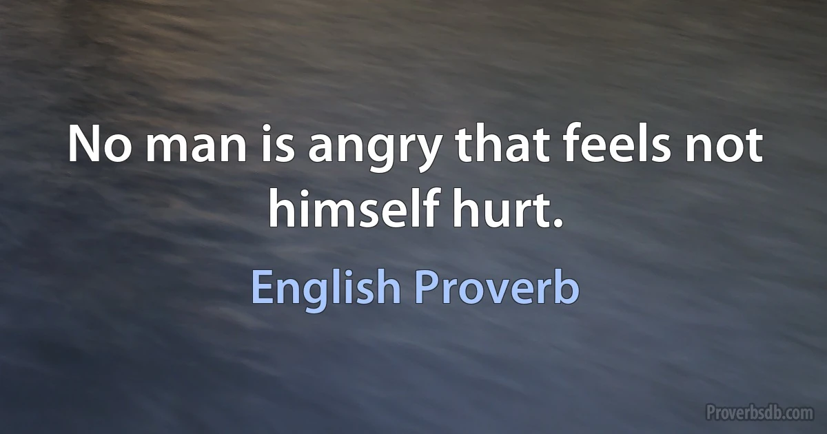 No man is angry that feels not himself hurt. (English Proverb)