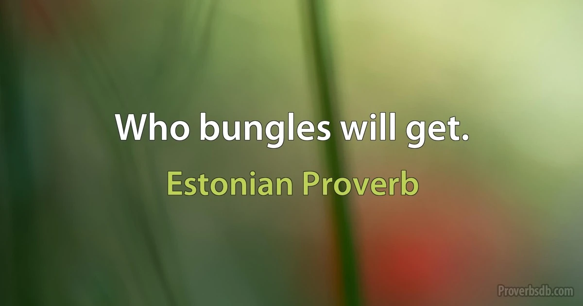 Who bungles will get. (Estonian Proverb)