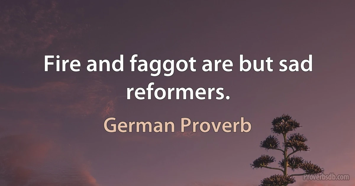 Fire and faggot are but sad reformers. (German Proverb)