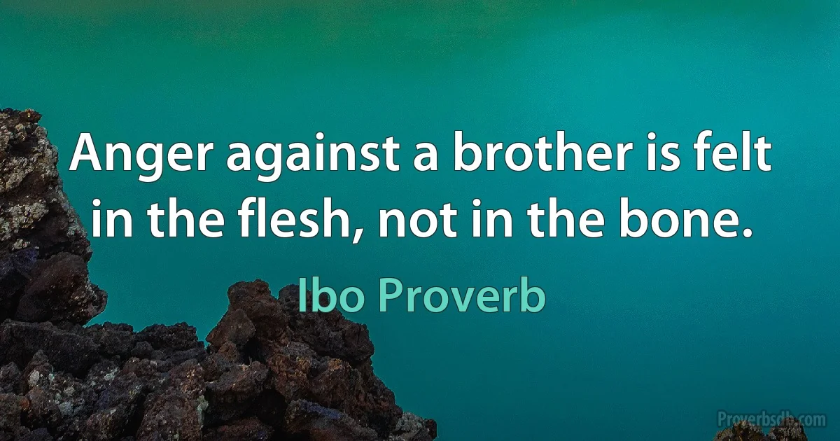 Anger against a brother is felt in the flesh, not in the bone. (Ibo Proverb)