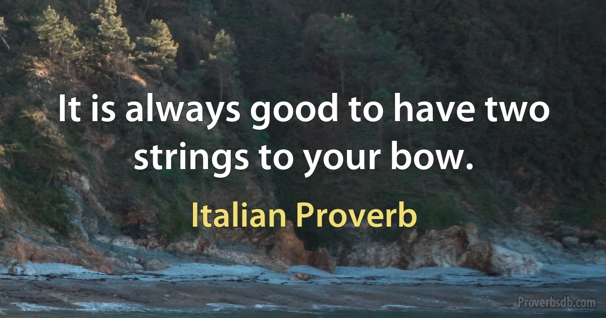 It is always good to have two strings to your bow. (Italian Proverb)