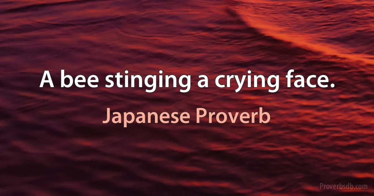 A bee stinging a crying face. (Japanese Proverb)