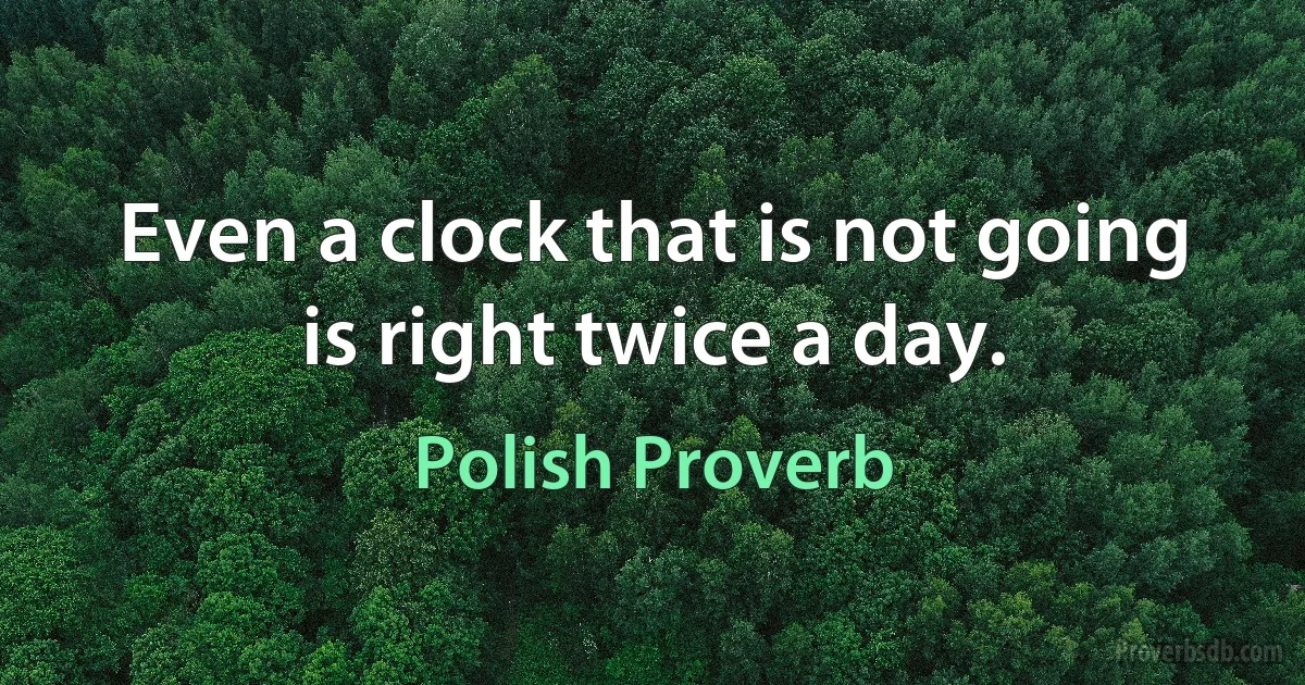 Even a clock that is not going is right twice a day. (Polish Proverb)