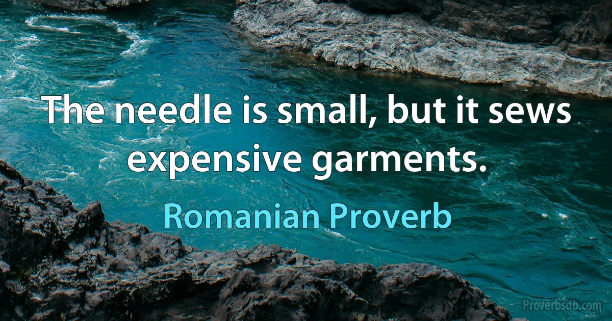 The needle is small, but it sews expensive garments. (Romanian Proverb)