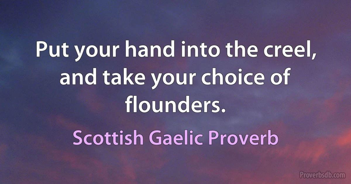 Put your hand into the creel, and take your choice of flounders. (Scottish Gaelic Proverb)