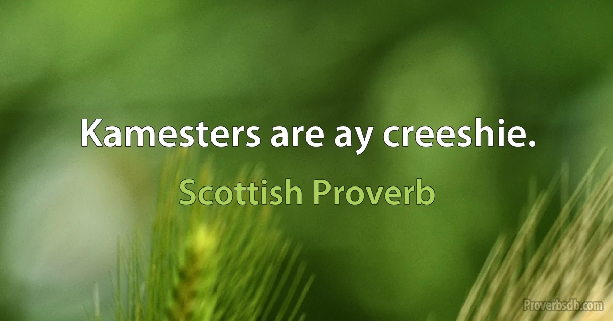 Kamesters are ay creeshie. (Scottish Proverb)