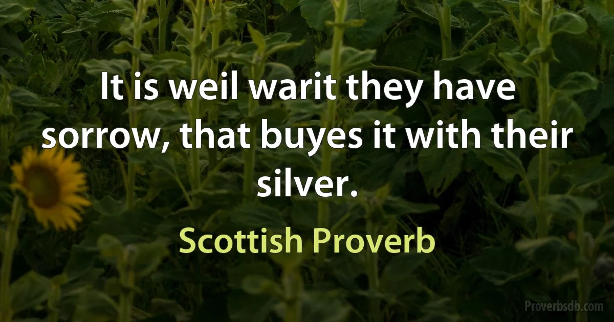 It is weil warit they have sorrow, that buyes it with their silver. (Scottish Proverb)