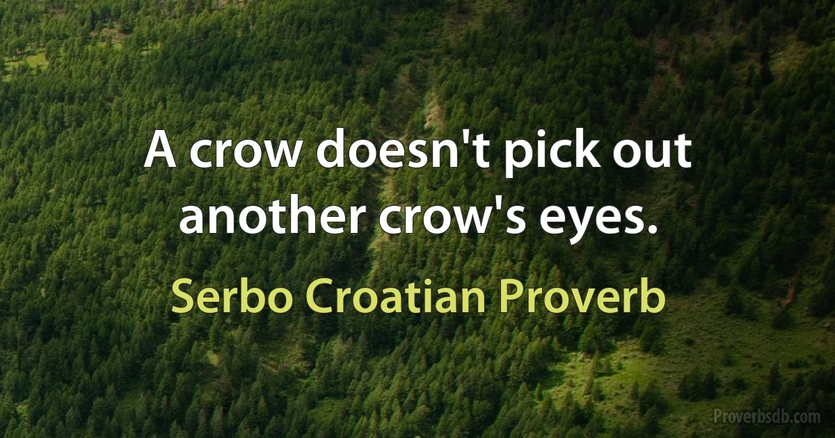 A crow doesn't pick out another crow's eyes. (Serbo Croatian Proverb)