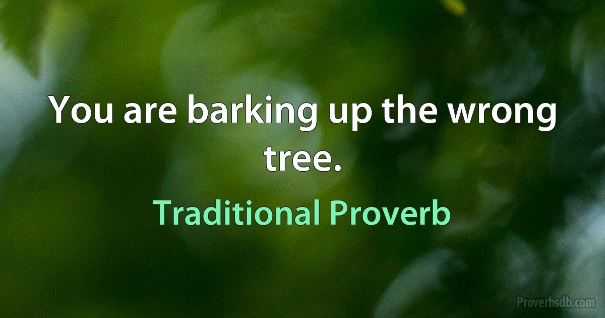 You are barking up the wrong tree. (Traditional Proverb)