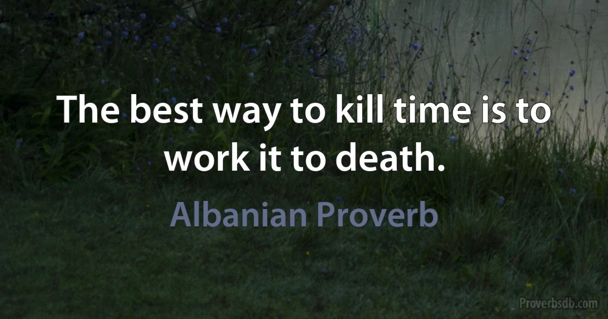 The best way to kill time is to work it to death. (Albanian Proverb)